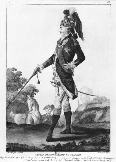 Charles of France (1757-1836) Count of Artois, wearing the casq and uniform of colonel of Artois-Dragons regiment by Le Clere